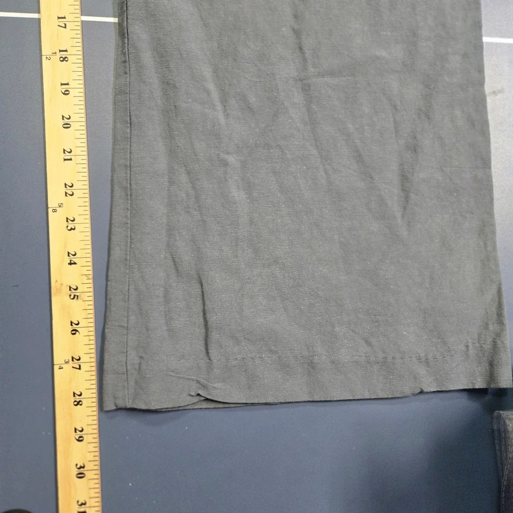 H&M Black Linen Blend Wide Leg Trousers High Waisted Pants Size US 4